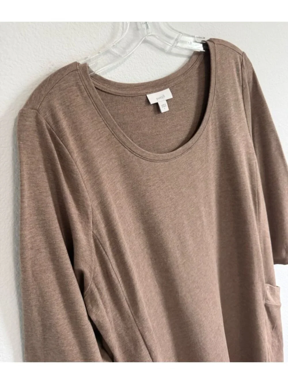 J. Jill Purejill 3/4 Sleeve Scoop Neck Stretch Pima Cotton Lagenlook Dress Size